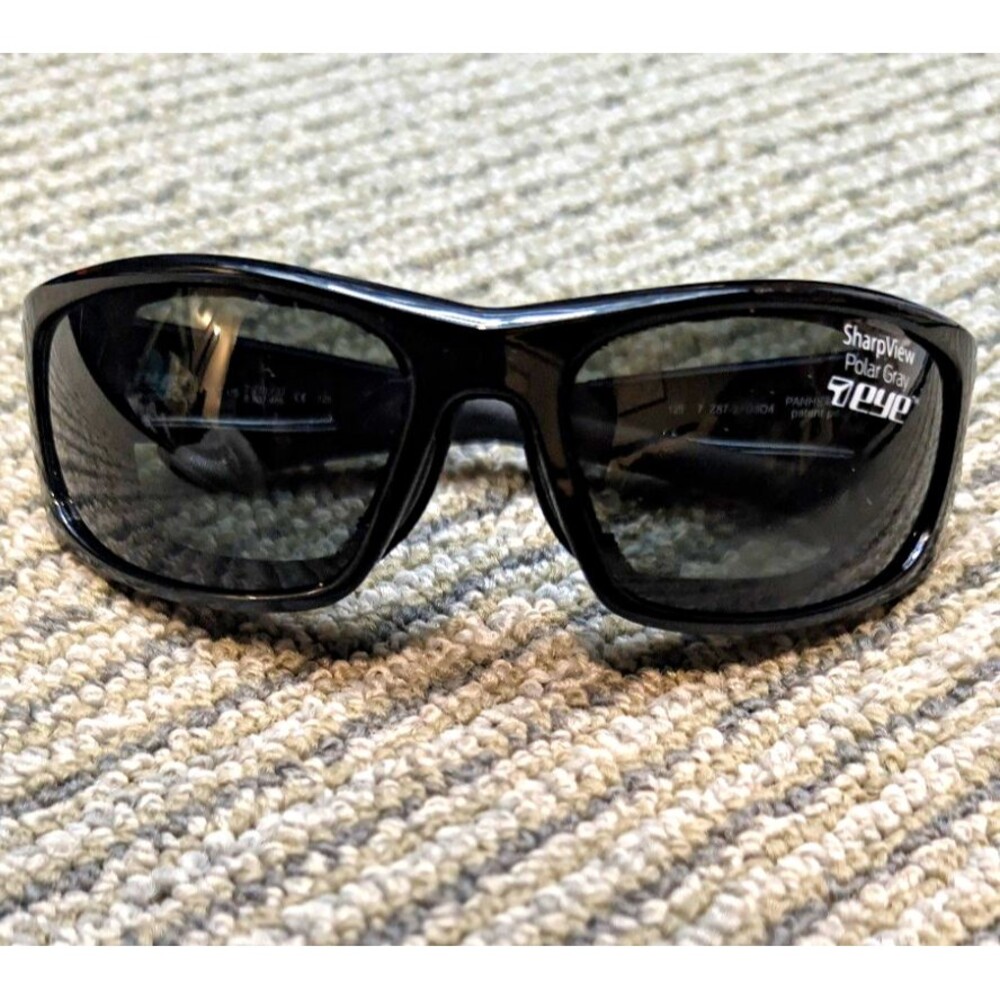 7eye Panhead F2605 Men's Polarized Wrap Sunglasses Black Frame Gray Lens